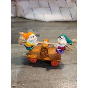 Disney Snow White seven dwarfs AS IS happy grumpy mining cart toy figure